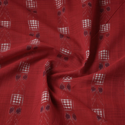 Red - Special Sambalpuri Odisha Ikat Jali Bandha Handloom Cotton Fabric