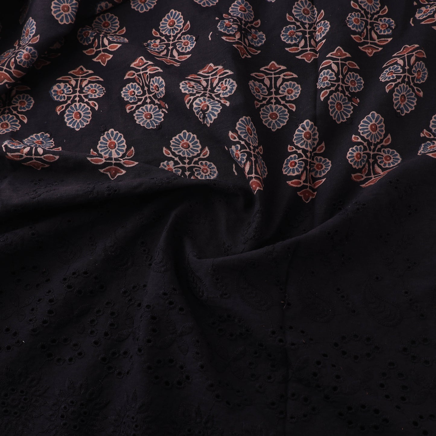 Natural Dyed Hand Block Print Ajrakh Cotton Hakoba Fabric 28