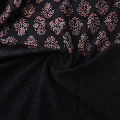 Black - Natural Dyed Hand Block Print Ajrakh Cotton Hakoba Fabric 28