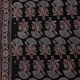 Black - Hand Block Ajrakh Print Natural Dyed Pure Mul Cotton Fabric 05
