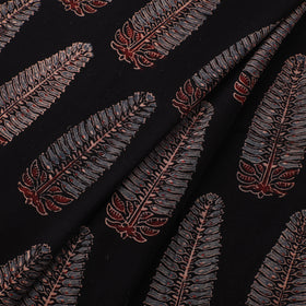 Black - Hand Block Ajrakh Print Natural Dyed Pure Mul Cotton Fabric 04