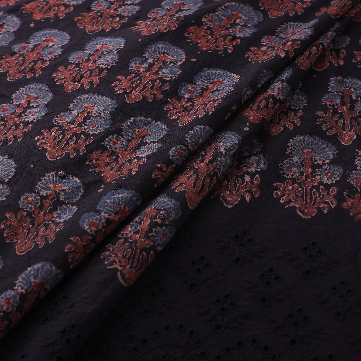 Natural Dyed Hand Block Print Ajrakh Cotton Hakoba Fabric 29