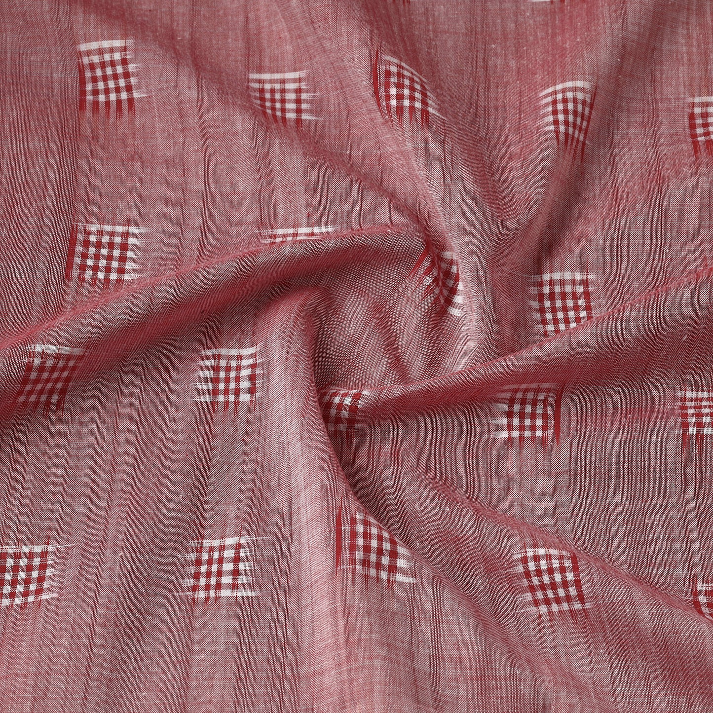Maroon - Special Sambalpuri Odisha Ikat Jali Square Handloom Cotton Fabric