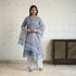Blue Block Print Kota Doria Cotton Sanganeri Kurta Set (Set of 3) 