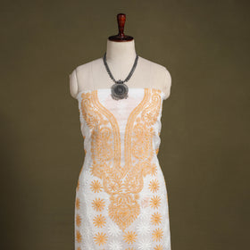 Chikankari Tepchi Hand Embroidery Kota Cotton Kurta Material