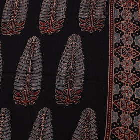 Black - Hand Block Ajrakh Print Natural Dyed Pure Mul Cotton Fabric 04