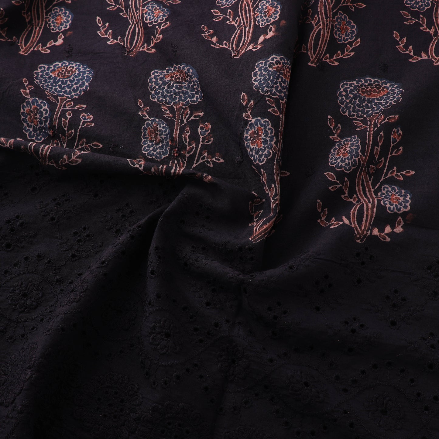 Natural Dyed Hand Block Print Ajrakh Cotton Hakoba Fabric 30