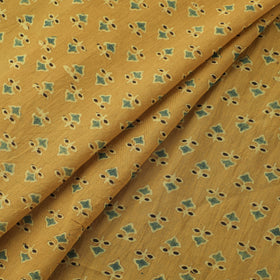 Yellow - Hand Block Ajrakh Print Natural Dyed Pure Mul Cotton Fabric 03