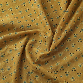 Yellow - Hand Block Ajrakh Print Natural Dyed Pure Mul Cotton Fabric 03