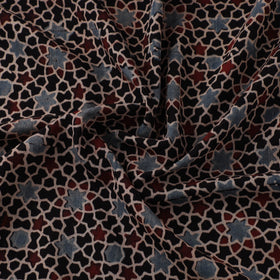 Black - Hand Block Ajrakh Print Natural Dyed Pure Mul Cotton Fabric 02