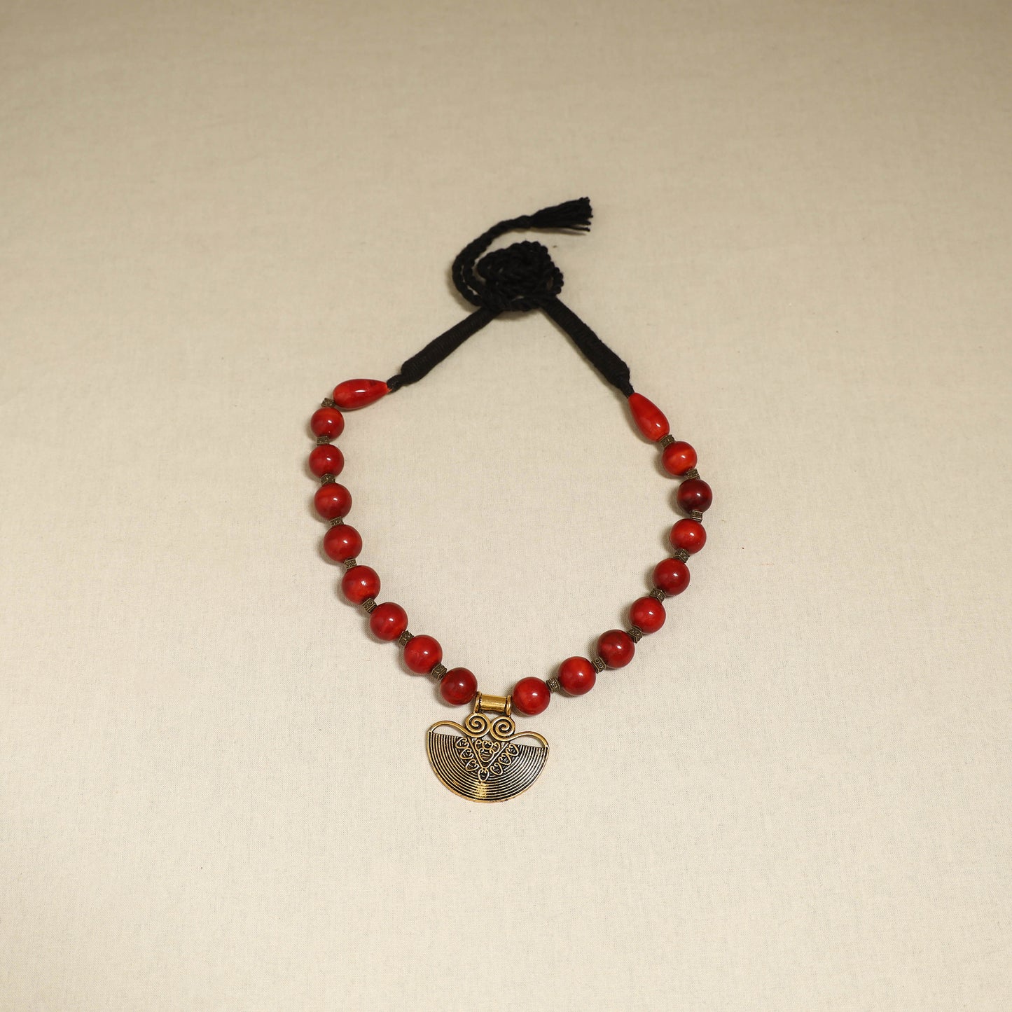 Red - Channapatna Handcrafted Wooden Necklace 49