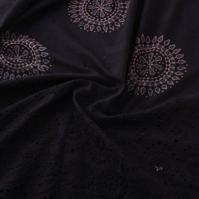 Black - Natural Dyed Hand Block Print Ajrakh Cotton Hakoba Fabric 31
