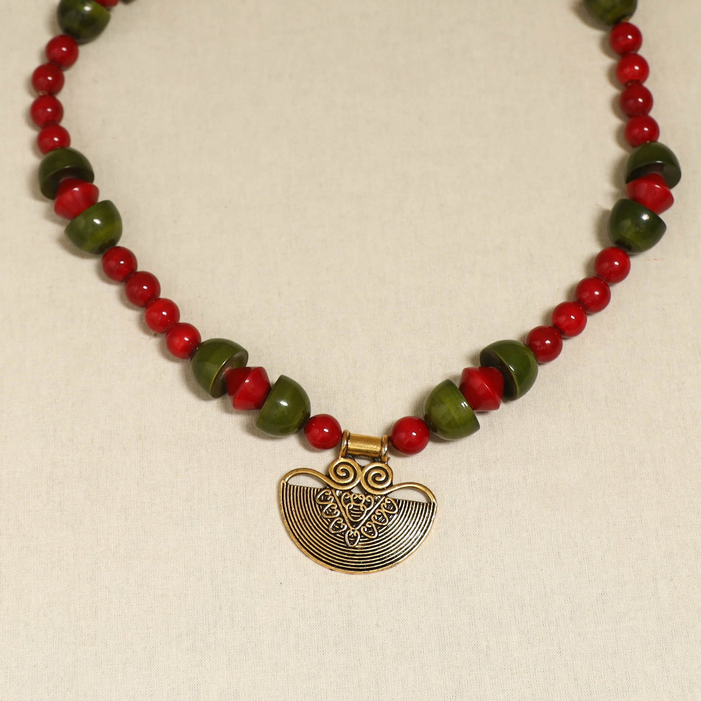 Red - Channapatna Handcrafted Wooden Necklace 48
