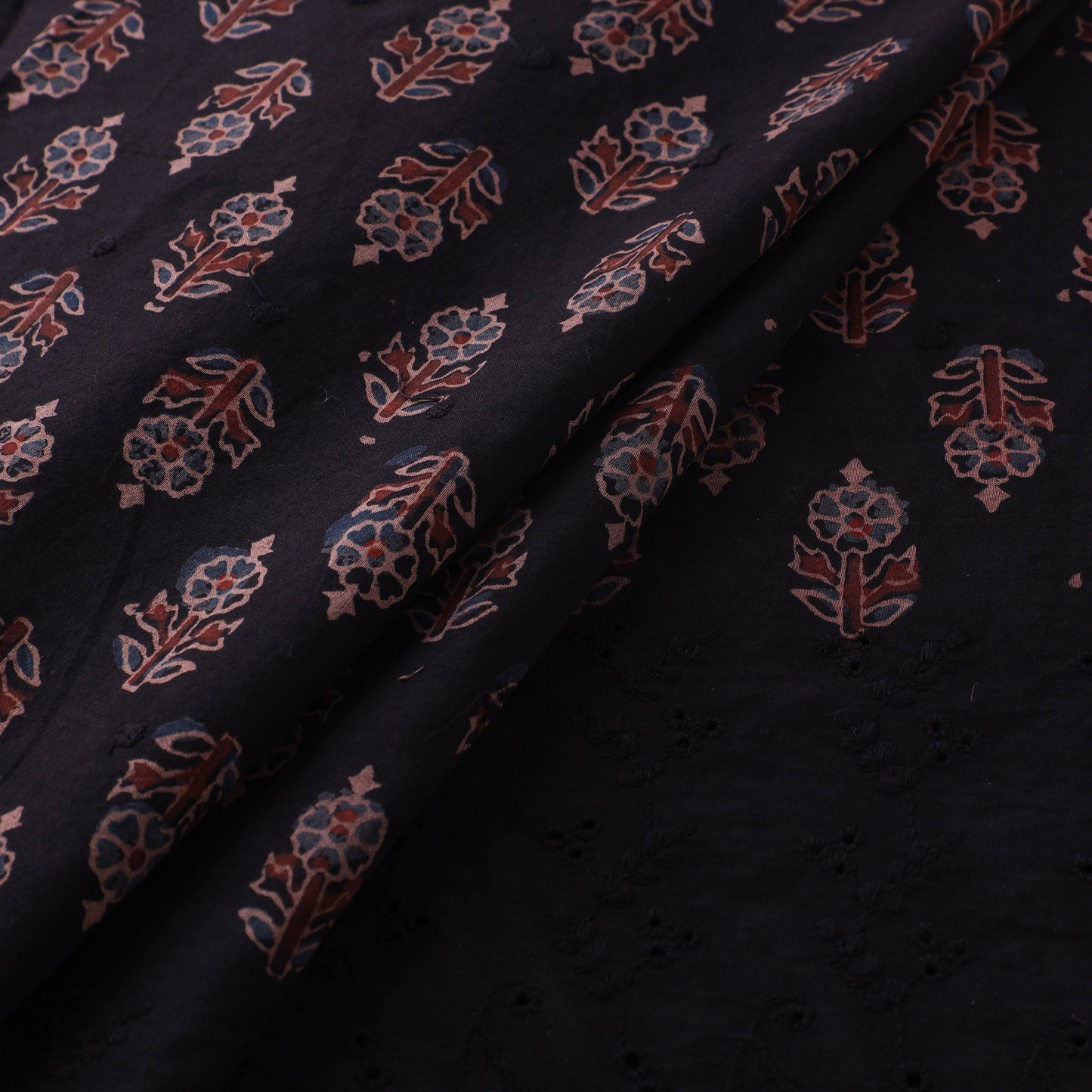 Natural Dyed Hand Block Print Ajrakh Cotton Hakoba Fabric 32