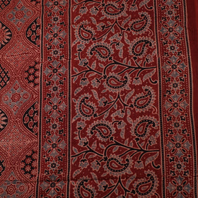 Red - Hand Block Ajrakh Print Natural Dyed Pure Mul Cotton Fabric 01