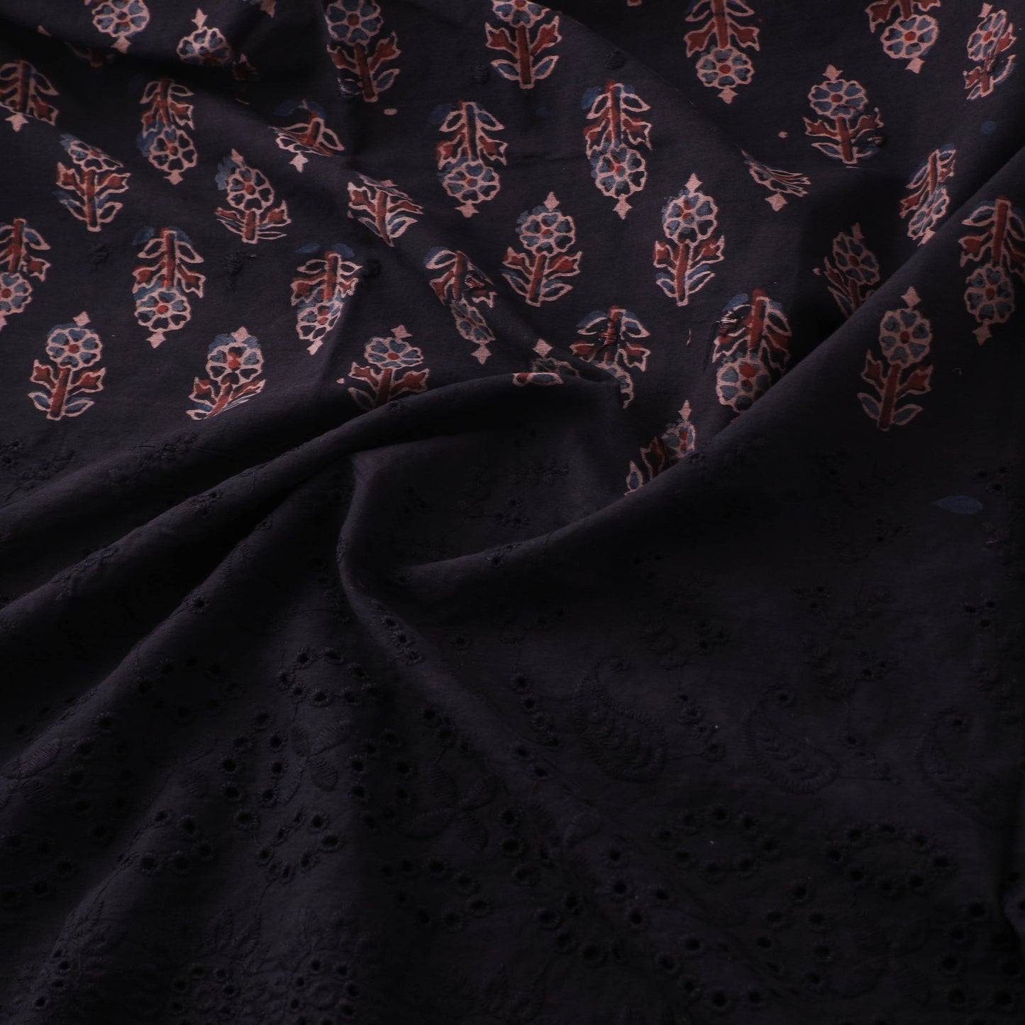 Natural Dyed Hand Block Print Ajrakh Cotton Hakoba Fabric 32