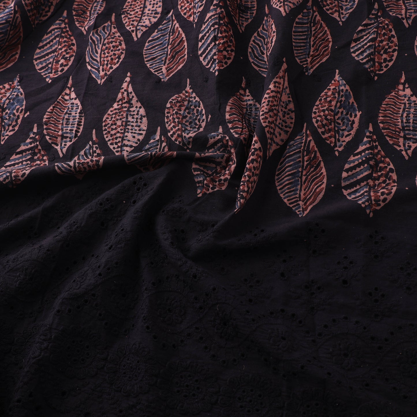 Natural Dyed Hand Block Print Ajrakh Cotton Hakoba Fabric 33