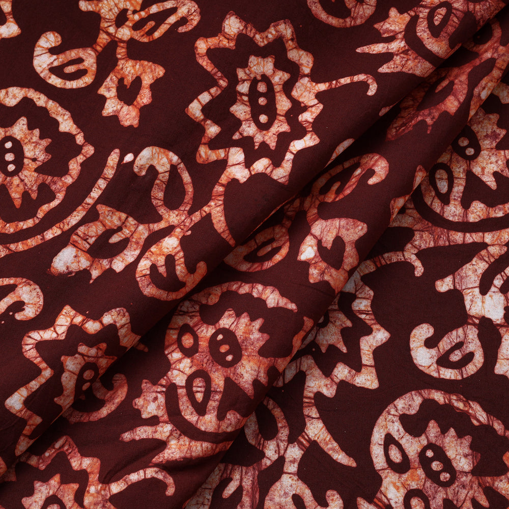 Brown - Hand Batik Printed Pure Cotton Fabric