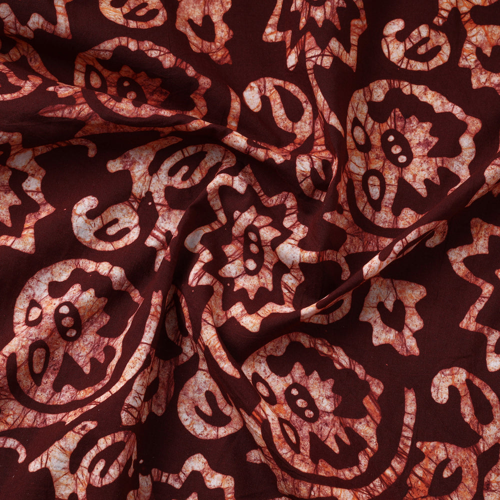 Brown - Hand Batik Printed Pure Cotton Fabric