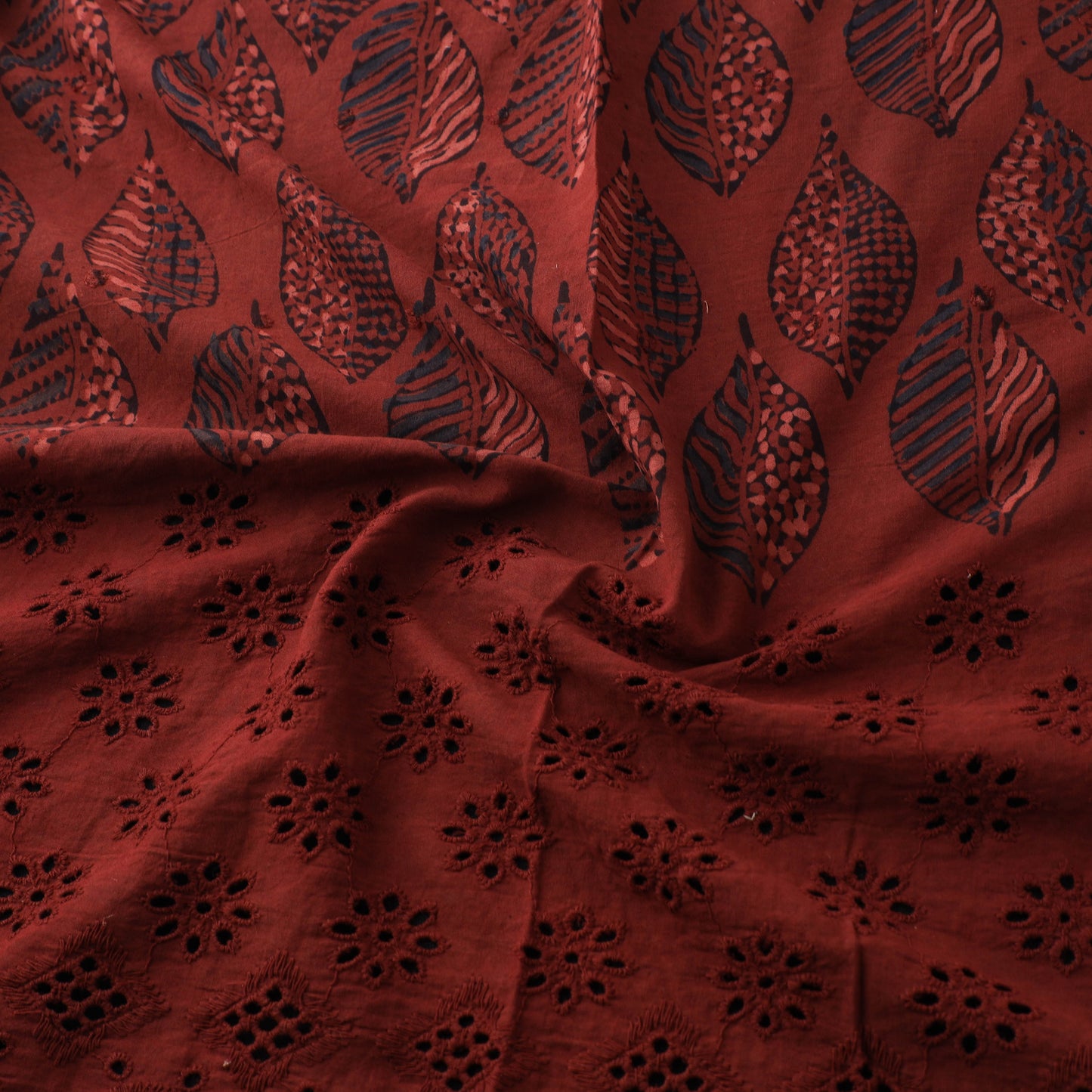 Natural Dyed Hand Block Print Ajrakh Cotton Hakoba Fabric 34
