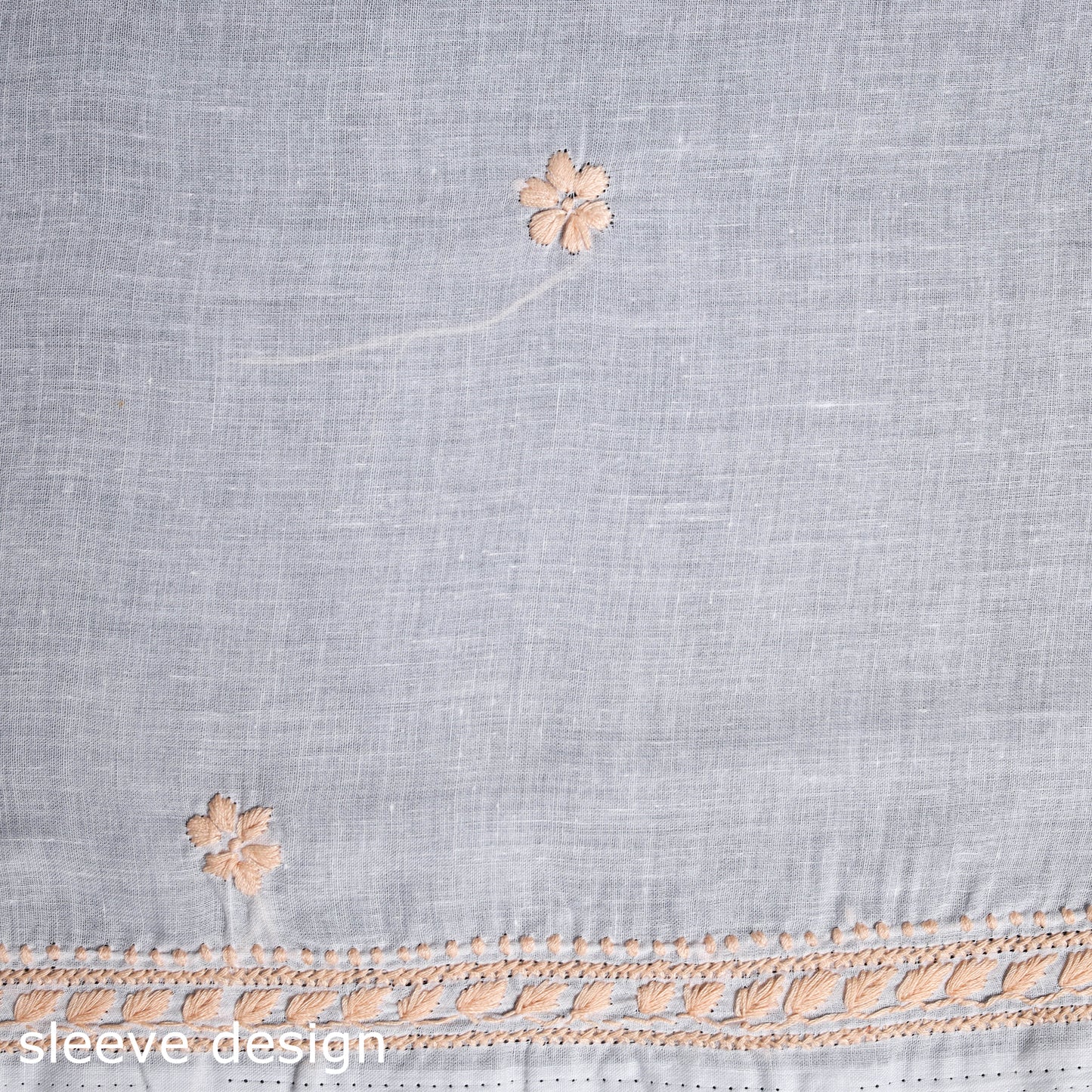 White - chikankari hand embroidery chanderi silk unstitched