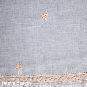 White - chikankari hand embroidery chanderi silk unstitched