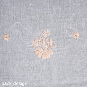 White - chikankari hand embroidery chanderi silk unstitched