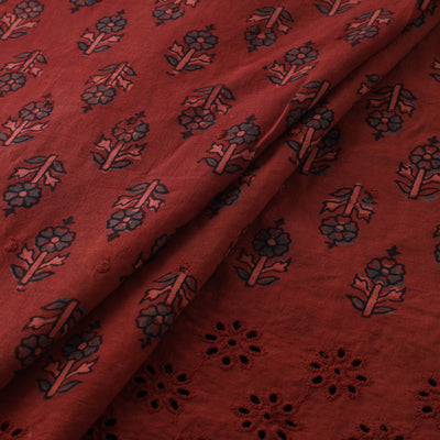 Natural Dyed Hand Block Print Ajrakh Cotton Hakoba Fabric 35