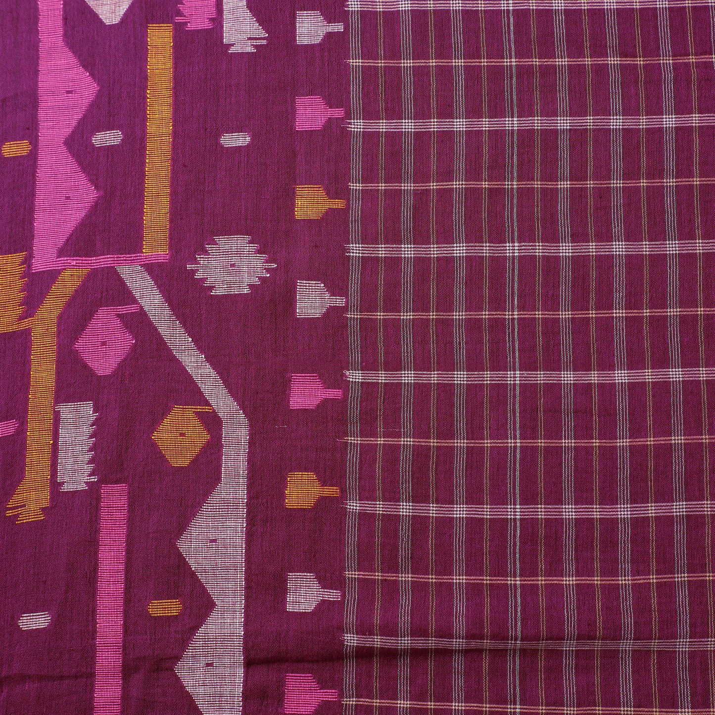 Pure Handloom Cotton Bengal Jamdani Fabric 02