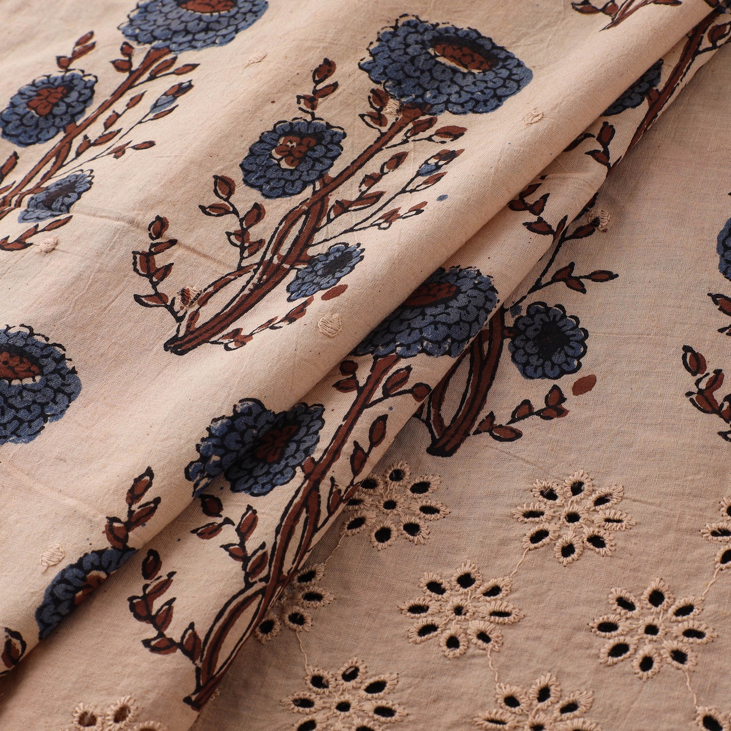 Natural Dyed Hand Block Print Ajrakh Cotton Hakoba Fabric 36