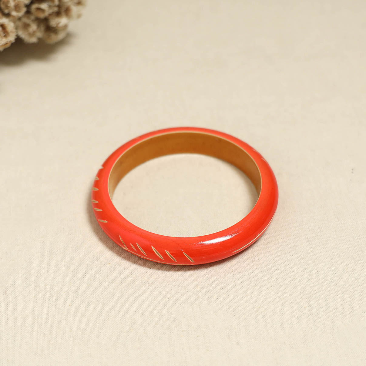 Orange - Channapatna Handcrafted Wooden Bangle (Size - 2-6) 66