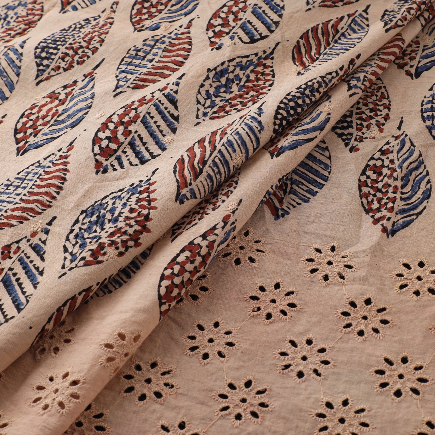 Natural Dyed Hand Block Print Ajrakh Cotton Hakoba Fabric 37
