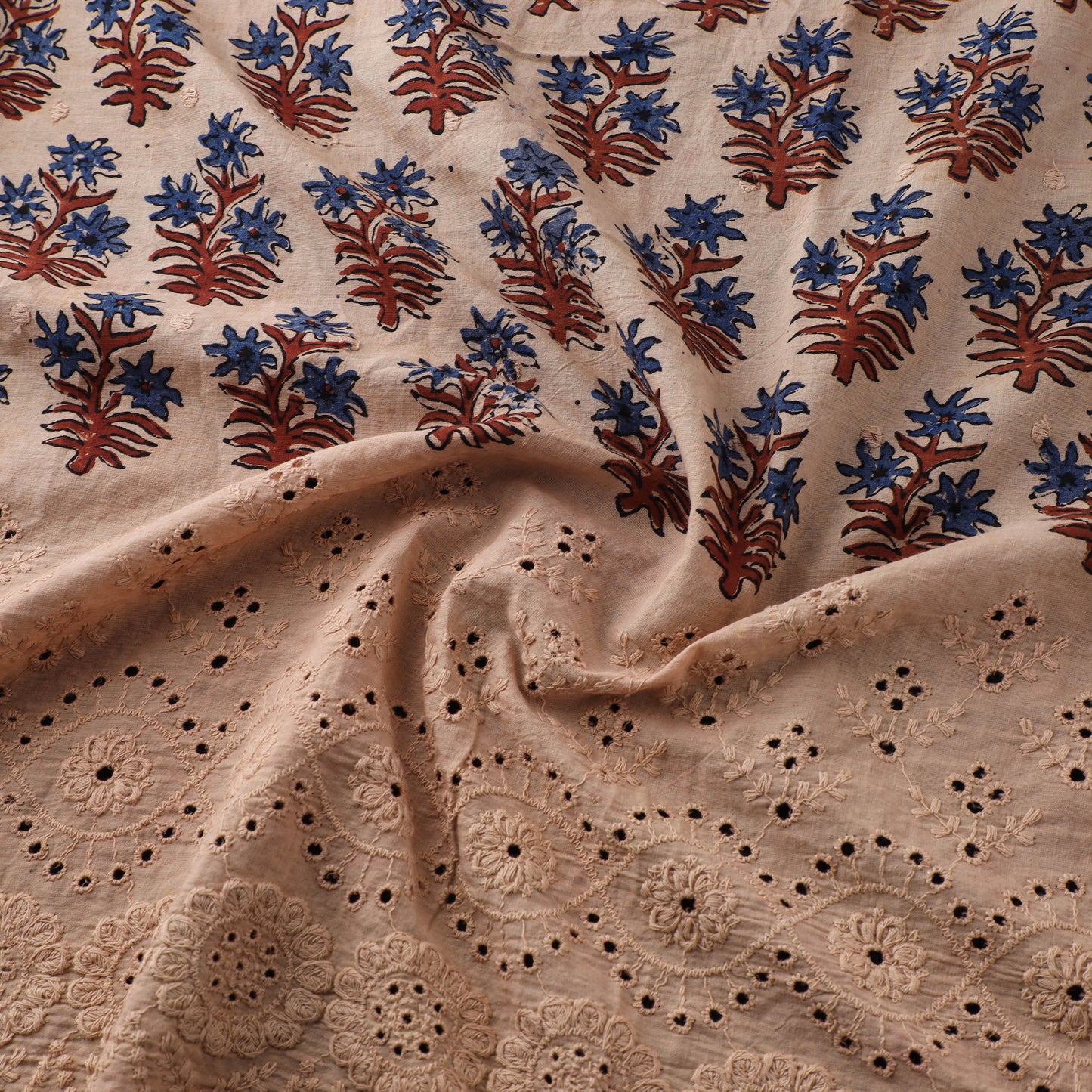 Natural Dyed Hand Block Print Ajrakh Cotton Hakoba Fabric 38