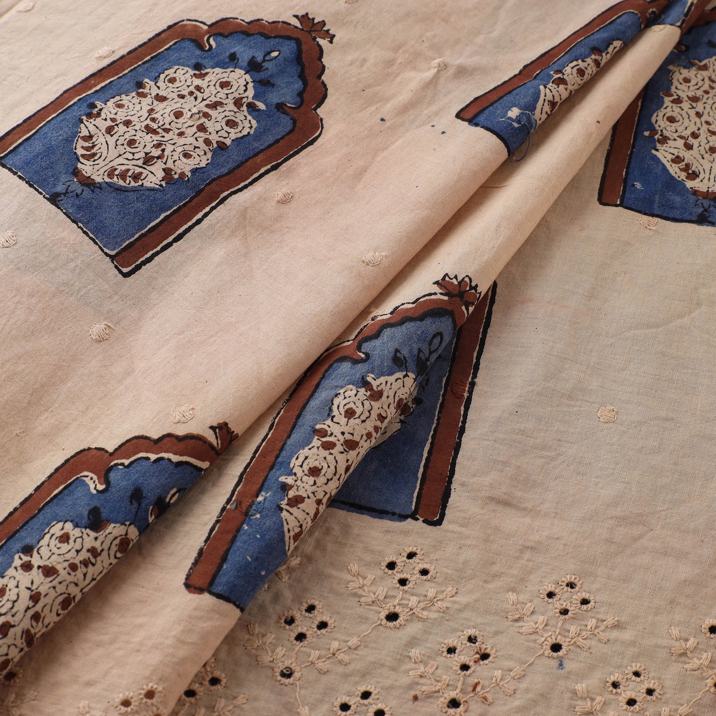 Natural Dyed Hand Block Print Ajrakh Cotton Hakoba Fabric 39