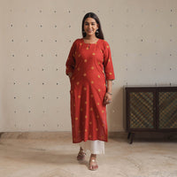 Orange - Jacquard Cotton Straight Kurta 06