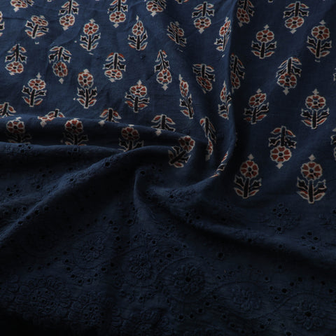 Natural Dyed Hand Block Print Ajrakh Cotton Hakoba Fabric 40
