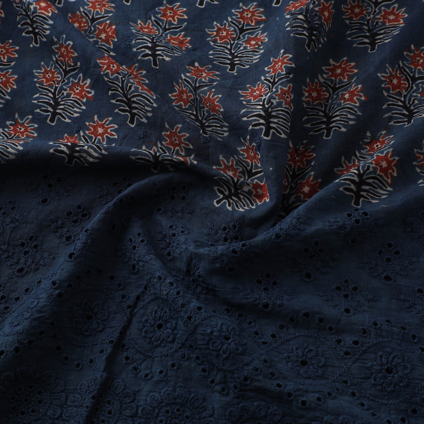 Natural Dyed Hand Block Print Ajrakh Cotton Hakoba Fabric 41
