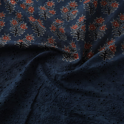 Natural Dyed Hand Block Print Ajrakh Cotton Hakoba Fabric 41