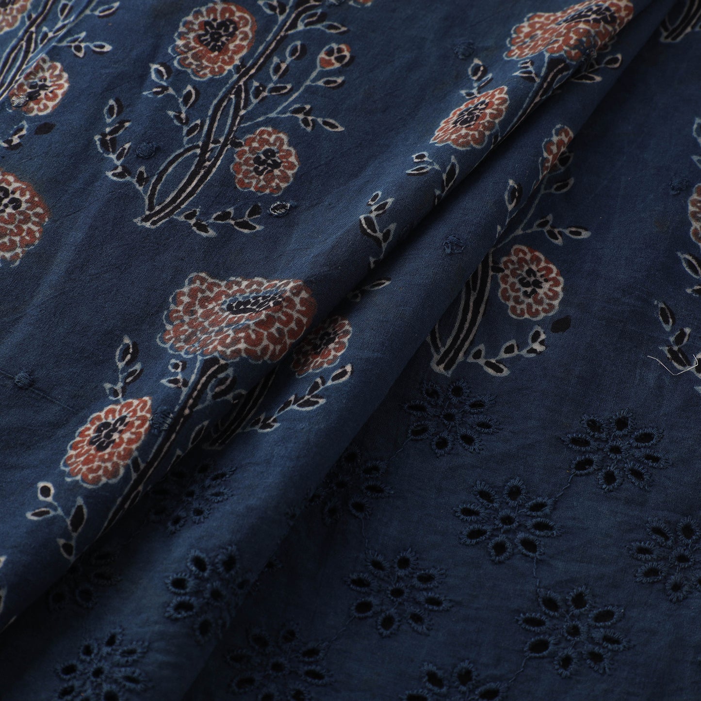 Natural Dyed Hand Block Print Ajrakh Cotton Hakoba Fabric 42
