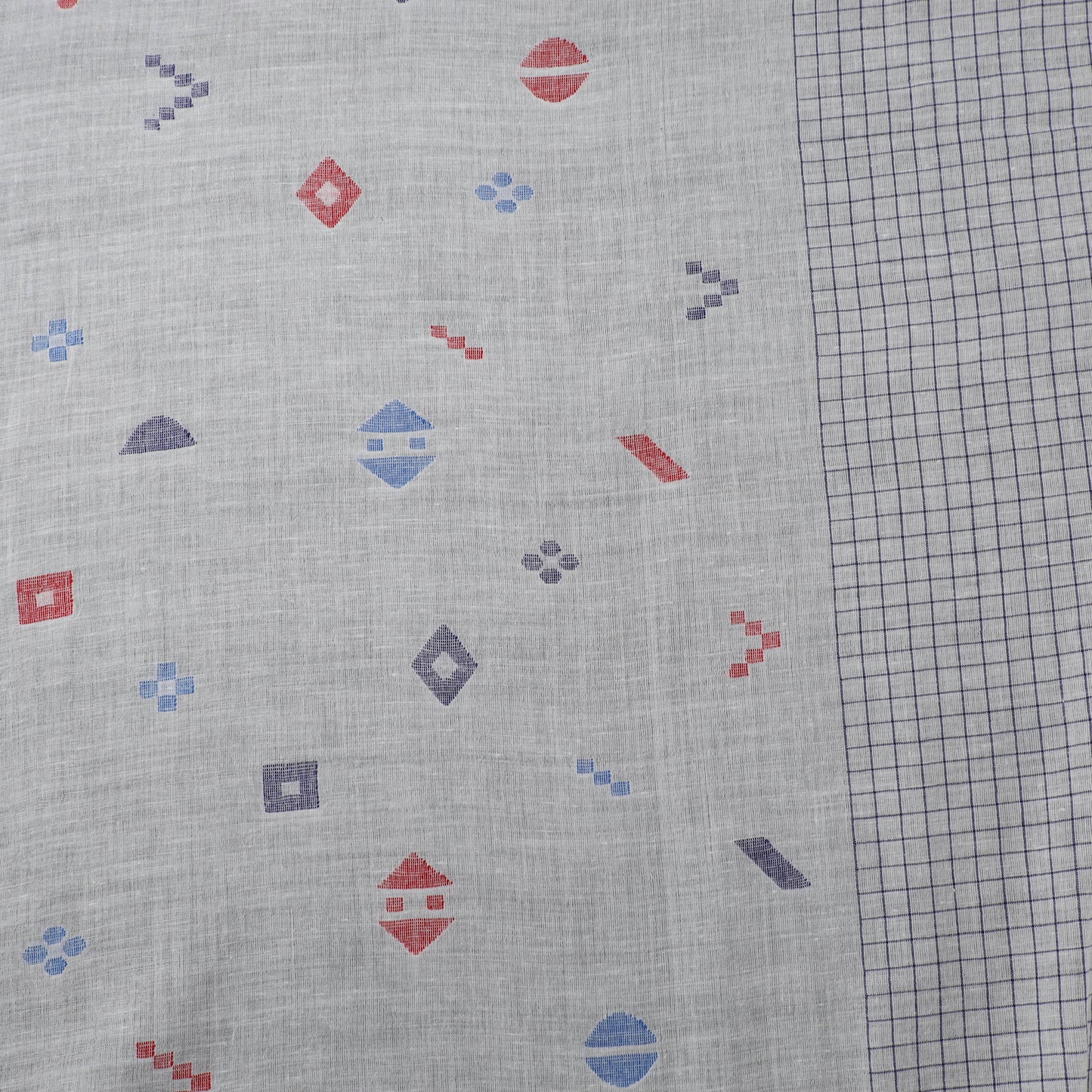 Pure Handloom Cotton Bengal Jamdani Fabric 08