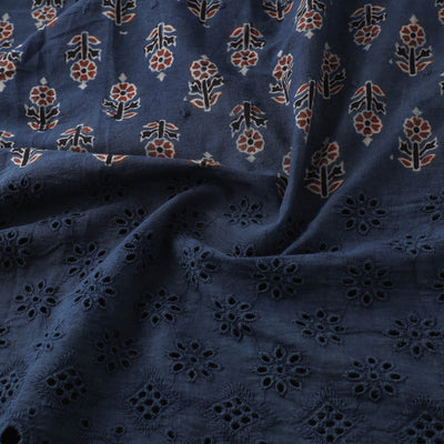 Natural Dyed Hand Block Print Ajrakh Cotton Hakoba Fabric 43