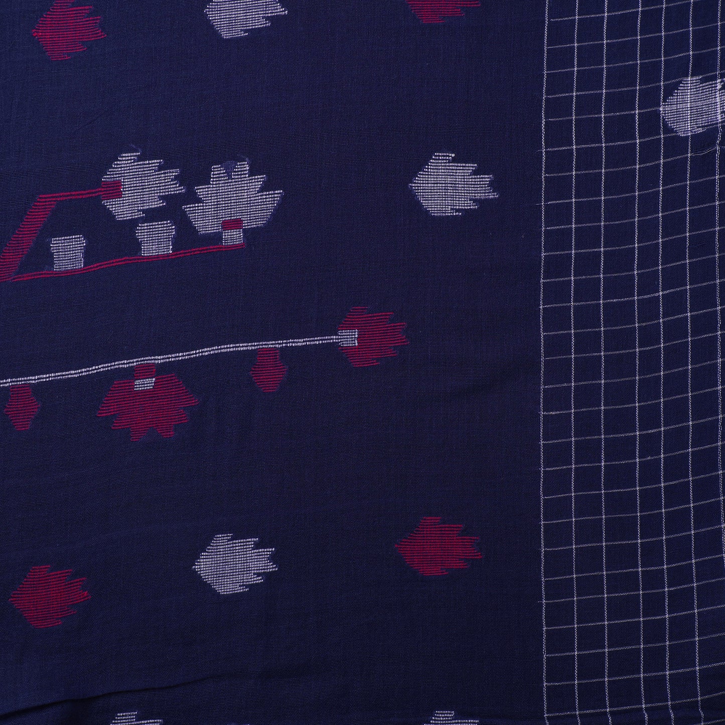 Pure Handloom Cotton Bengal Jamdani Fabric 09