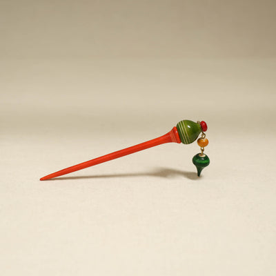 Red - Channapatna Handcrafted Wooden Juda Stick 05