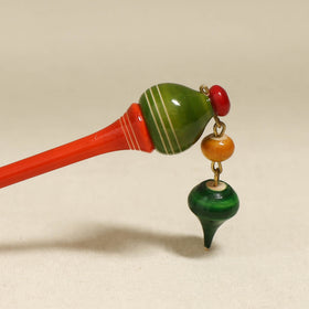 Red - Channapatna Handcrafted Wooden Juda Stick 05