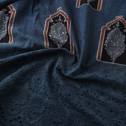Natural Dyed Hand Block Print Ajrakh Cotton Hakoba Fabric 44