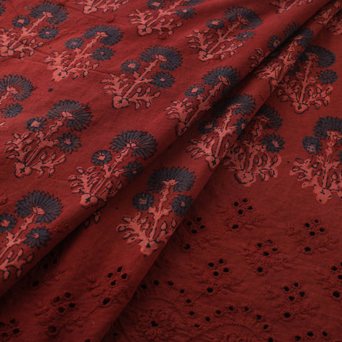 Natural Dyed Hand Block Print Ajrakh Cotton Hakoba Fabric 45