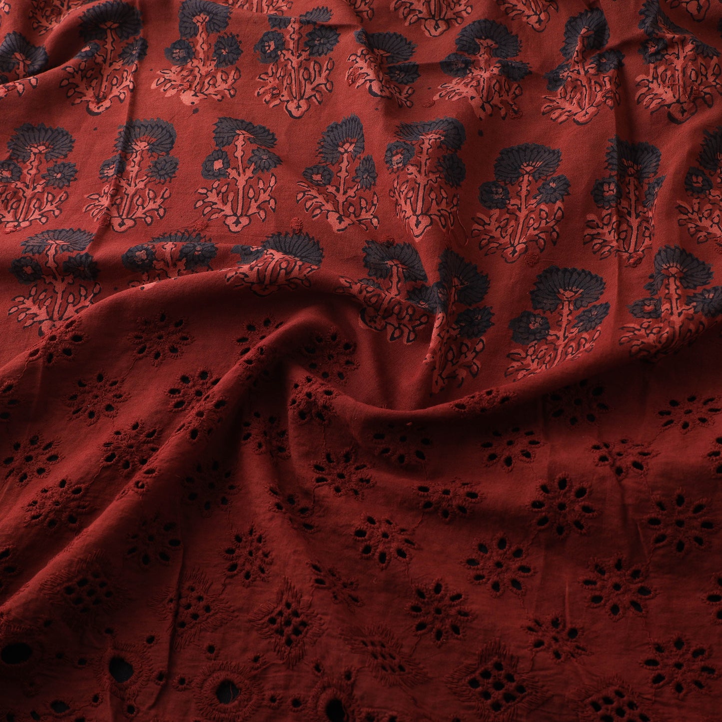 Natural Dyed Hand Block Print Ajrakh Cotton Hakoba Fabric 46