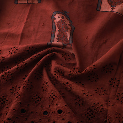 Natural Dyed Hand Block Print Ajrakh Cotton Hakoba Fabric 47
