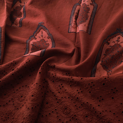 Natural Dyed Hand Block Print Ajrakh Cotton Hakoba Fabric 48