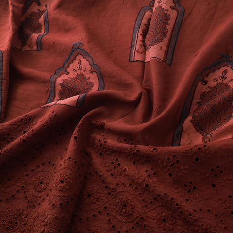 Natural Dyed Hand Block Print Ajrakh Cotton Hakoba Fabric 48